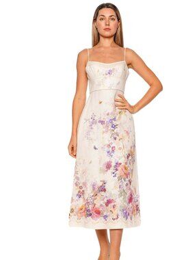 zimmermann lyrical flare sleeve midi dress Zimmermann Kaleidoscope Midi Dress Pink Floral main image 1